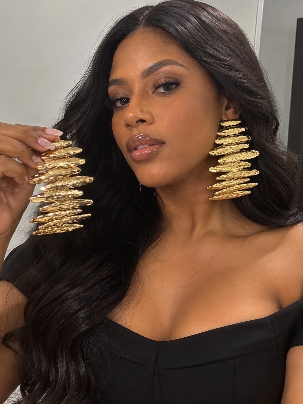 Gold Layered Statement Earrings - Elegant Women Jewelry